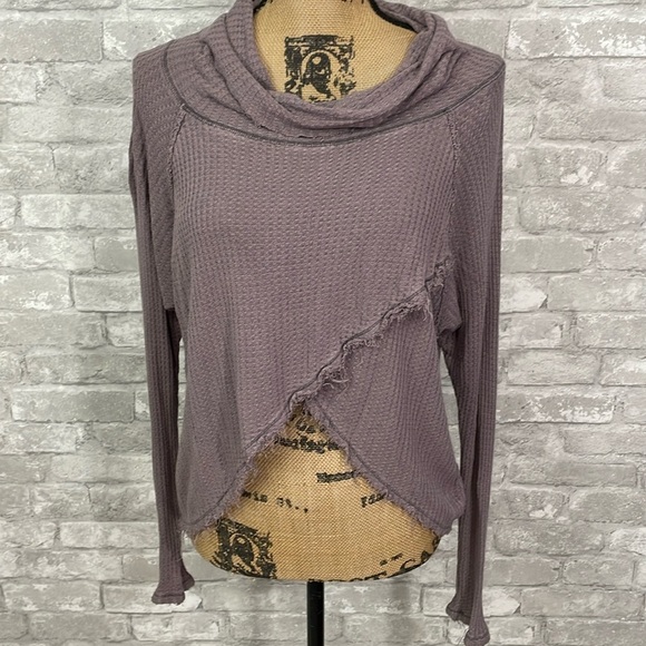 Free People We The Free Taupe Waffle Knit Top - Picture 1 of 6